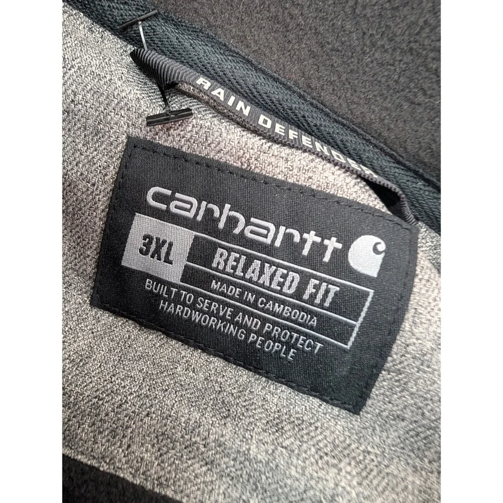 Carhartt Rain Defender Hooded Jacket Men's 3XLBlack Heather Heavyweight TJ5022-M - Picture 3 of 12